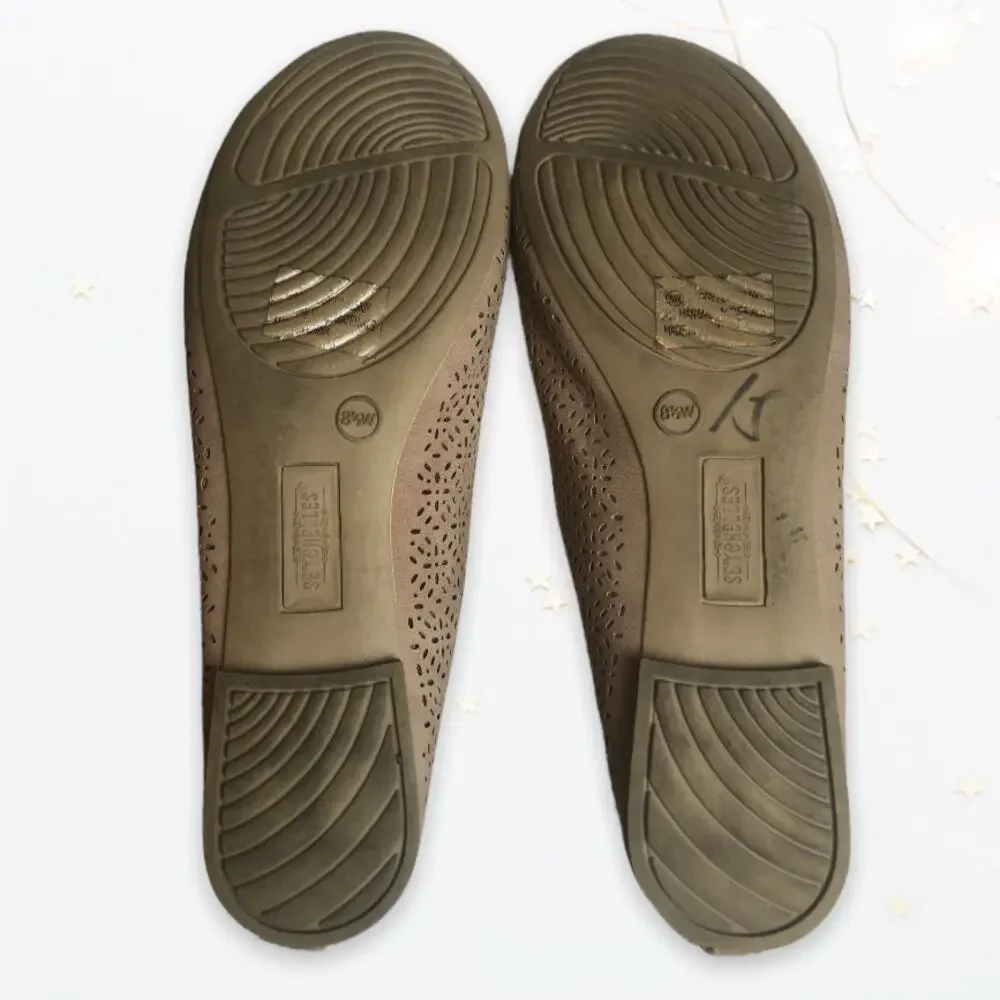 Seychelles Womens Peggy Perforated Tan Ballet Flats Shoes Size 8.5W
